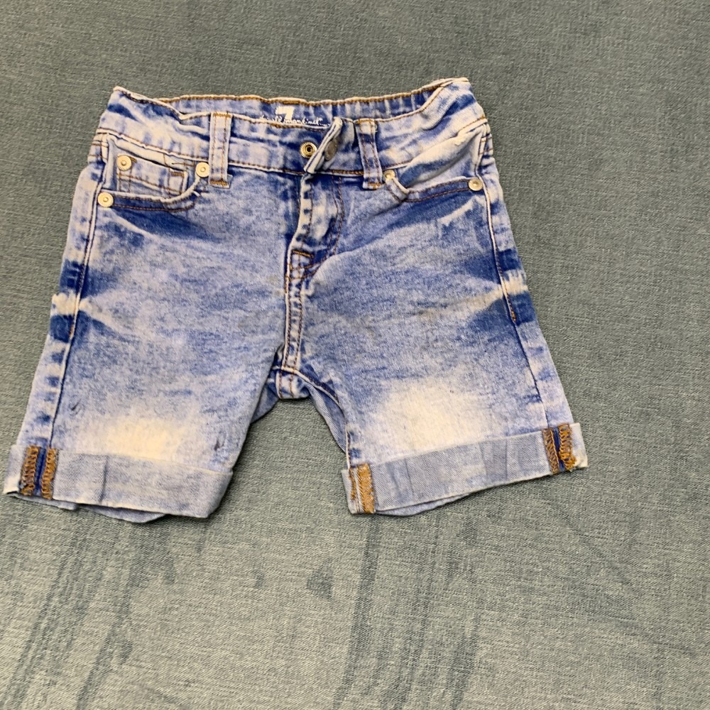 7 For All Mankind Denim Shorts Girls 5 Blue Cotton Stretch Cuffed Hem Outdoor